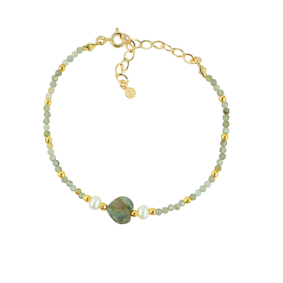 PULSEIRA CORAÇÃO LABRADORITA OURO
