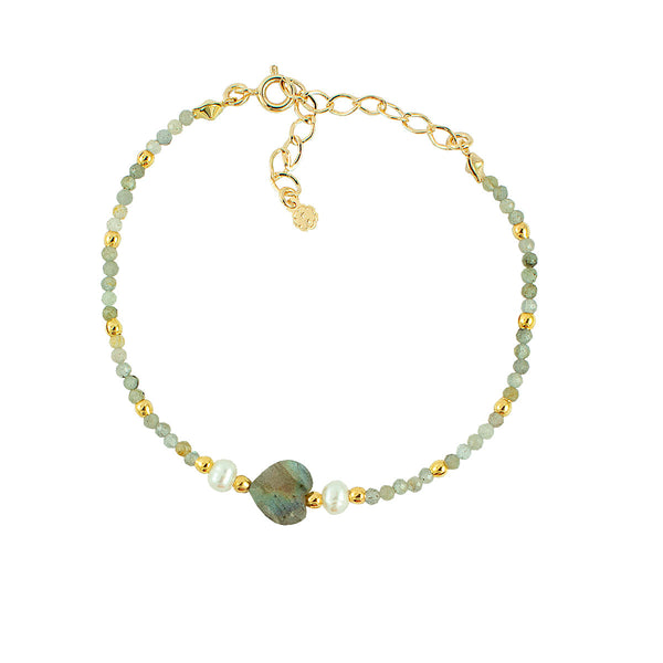 PULSEIRA CORAÇÃO LABRADORITA OURO