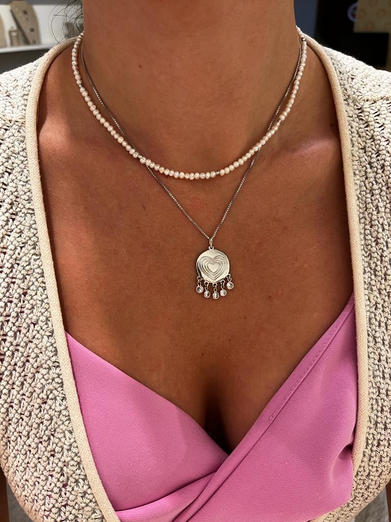 CHOKER PÉROLAS DE PROTEÇÃO RÓDIO