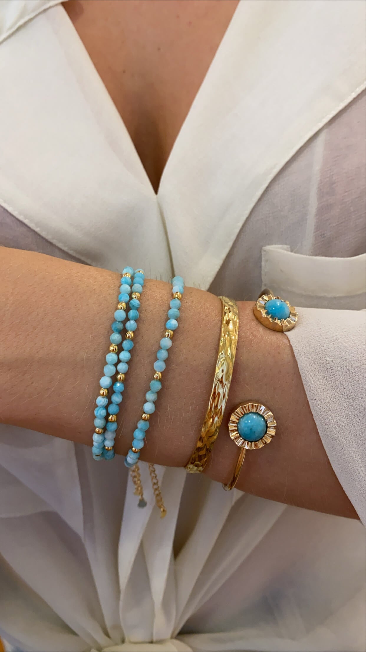 BRACELETE RAIAR AMAZONITA OURO