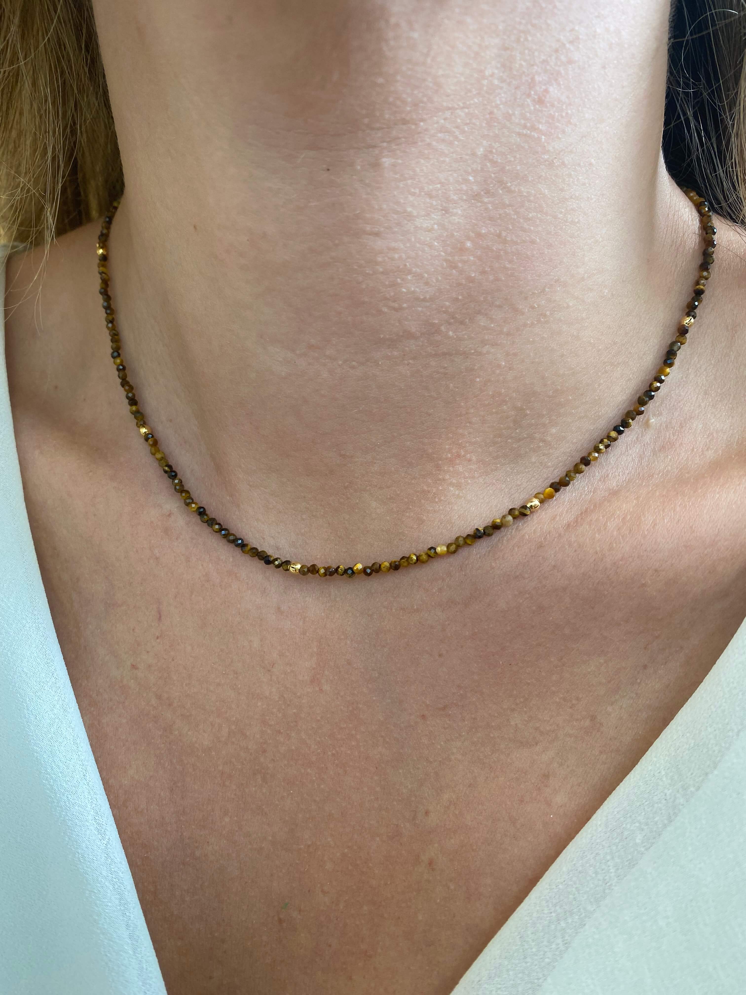 COLAR MINI OLHO DE TIGRE OURO