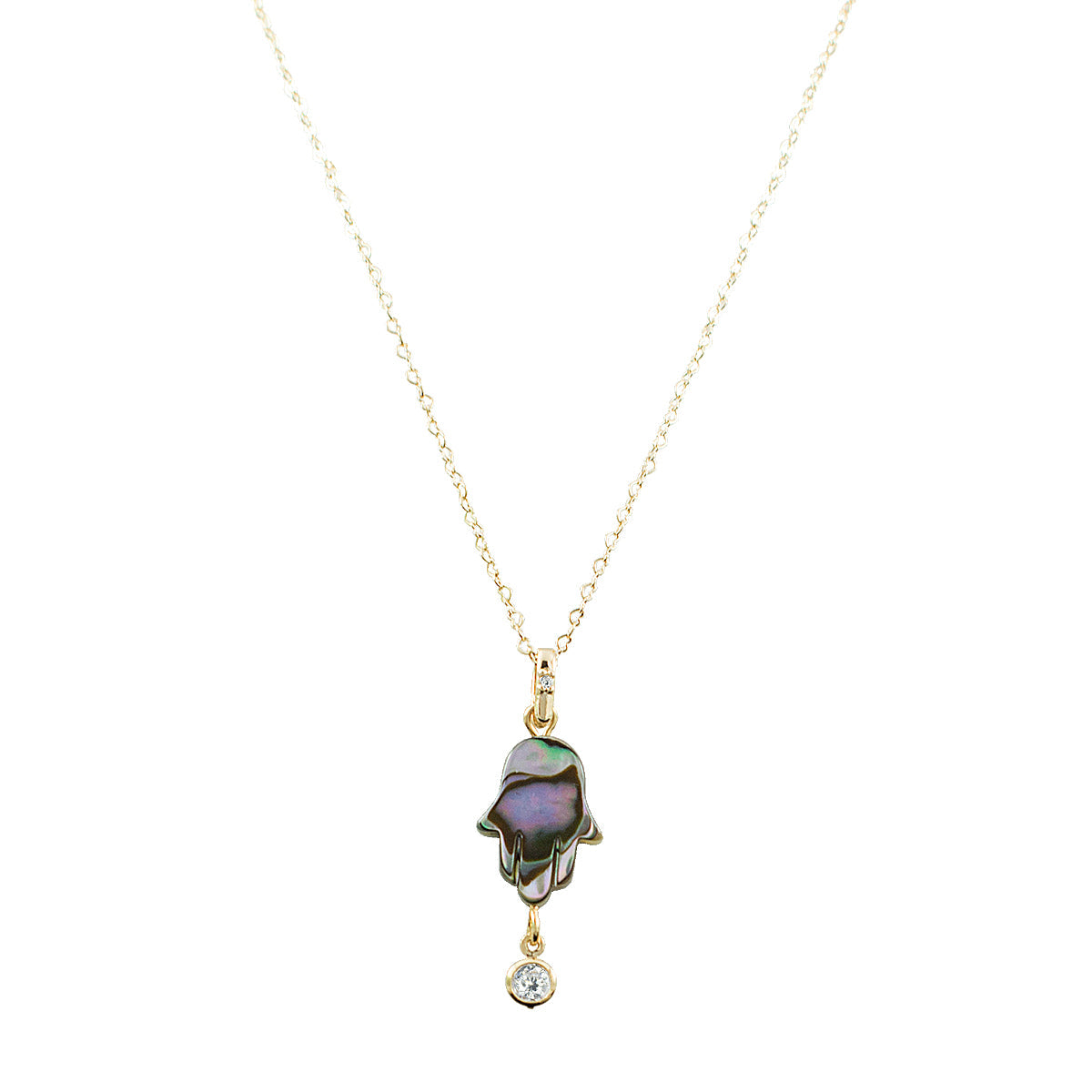 COLAR MÃO DE FATIMA ABALONE OURO