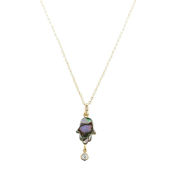 COLAR MÃO DE FATIMA ABALONE OURO