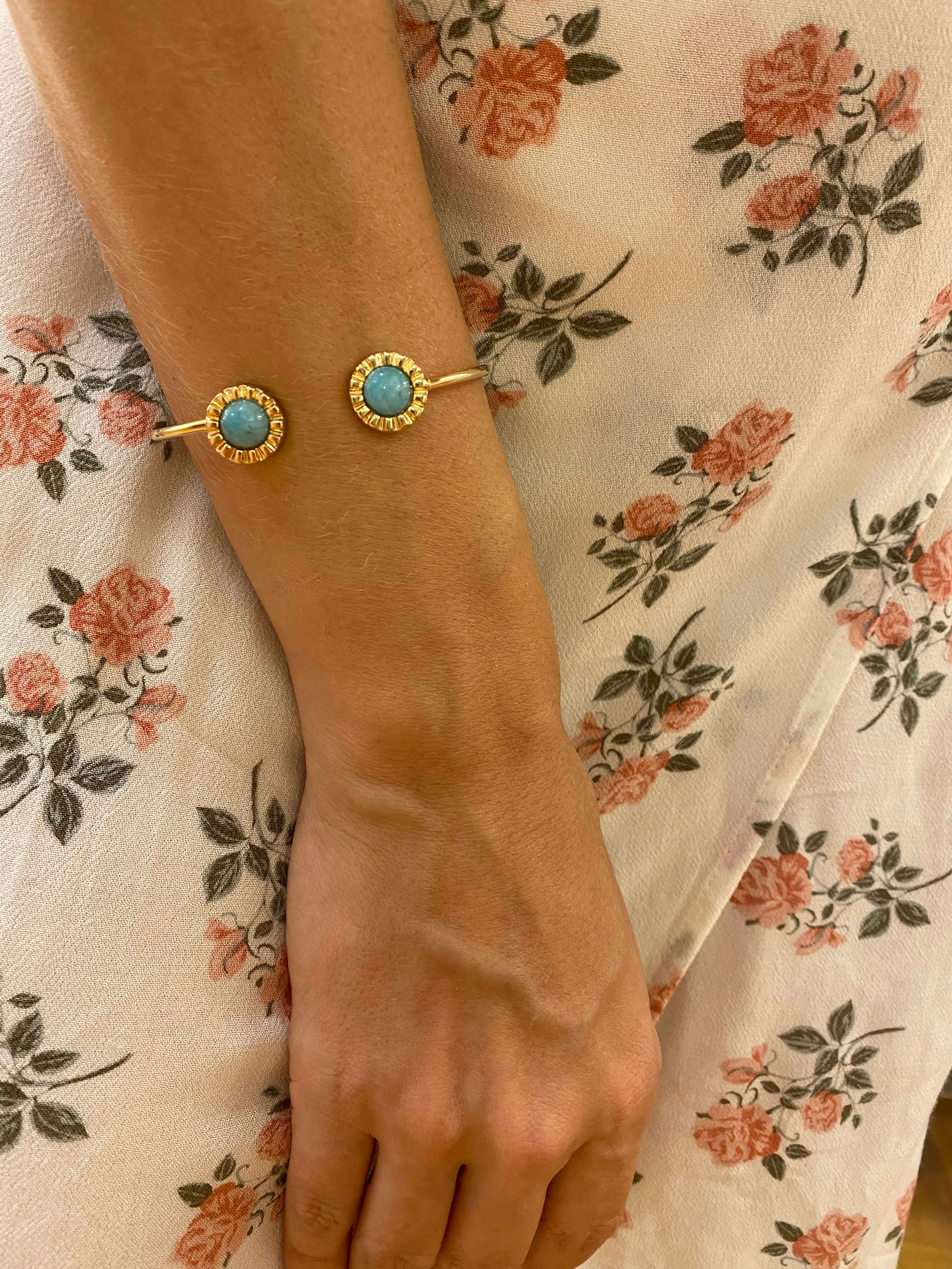 BRACELETE RAIAR AMAZONITA OURO