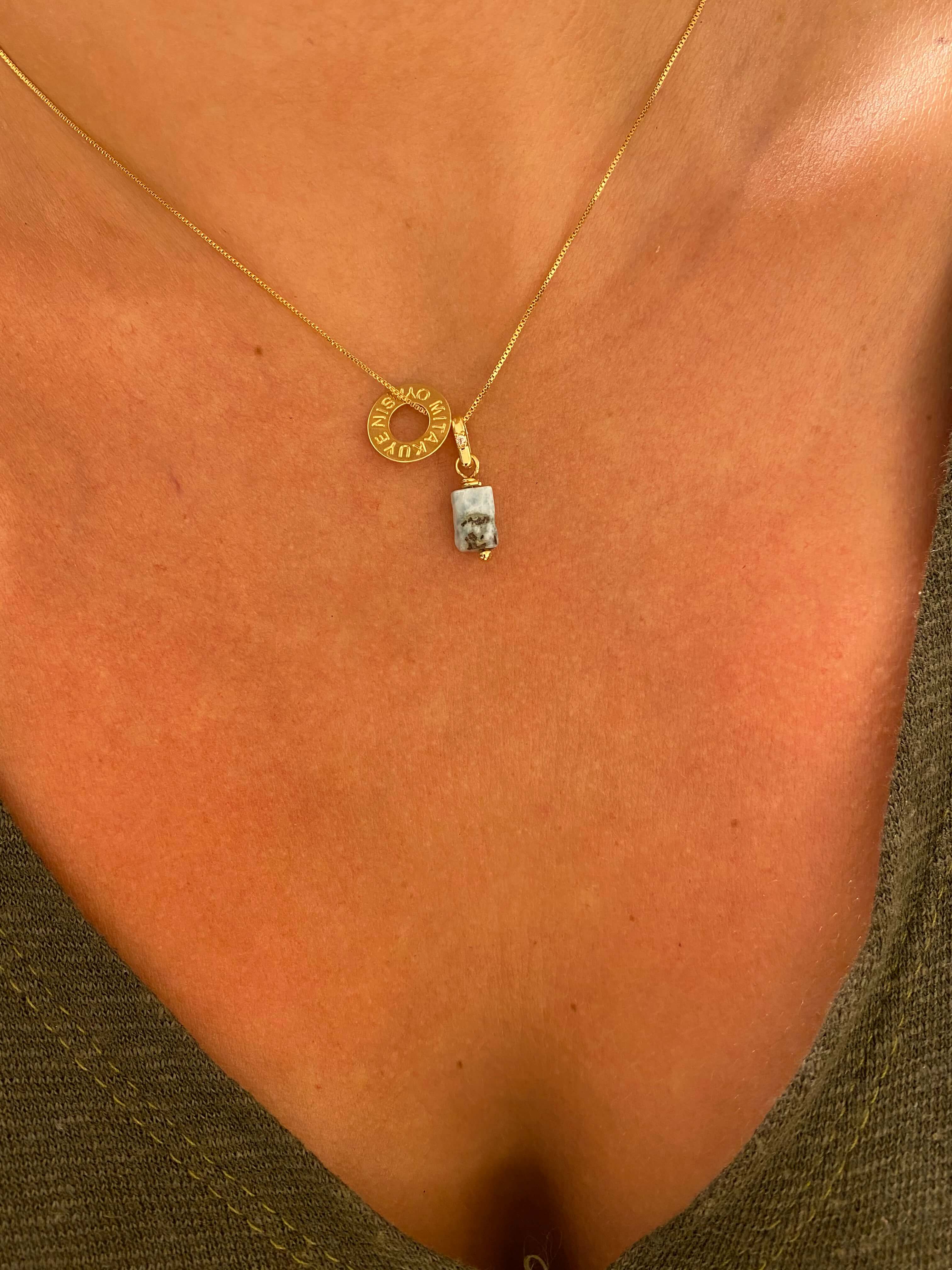 PINGENTE LARIMAR OURO