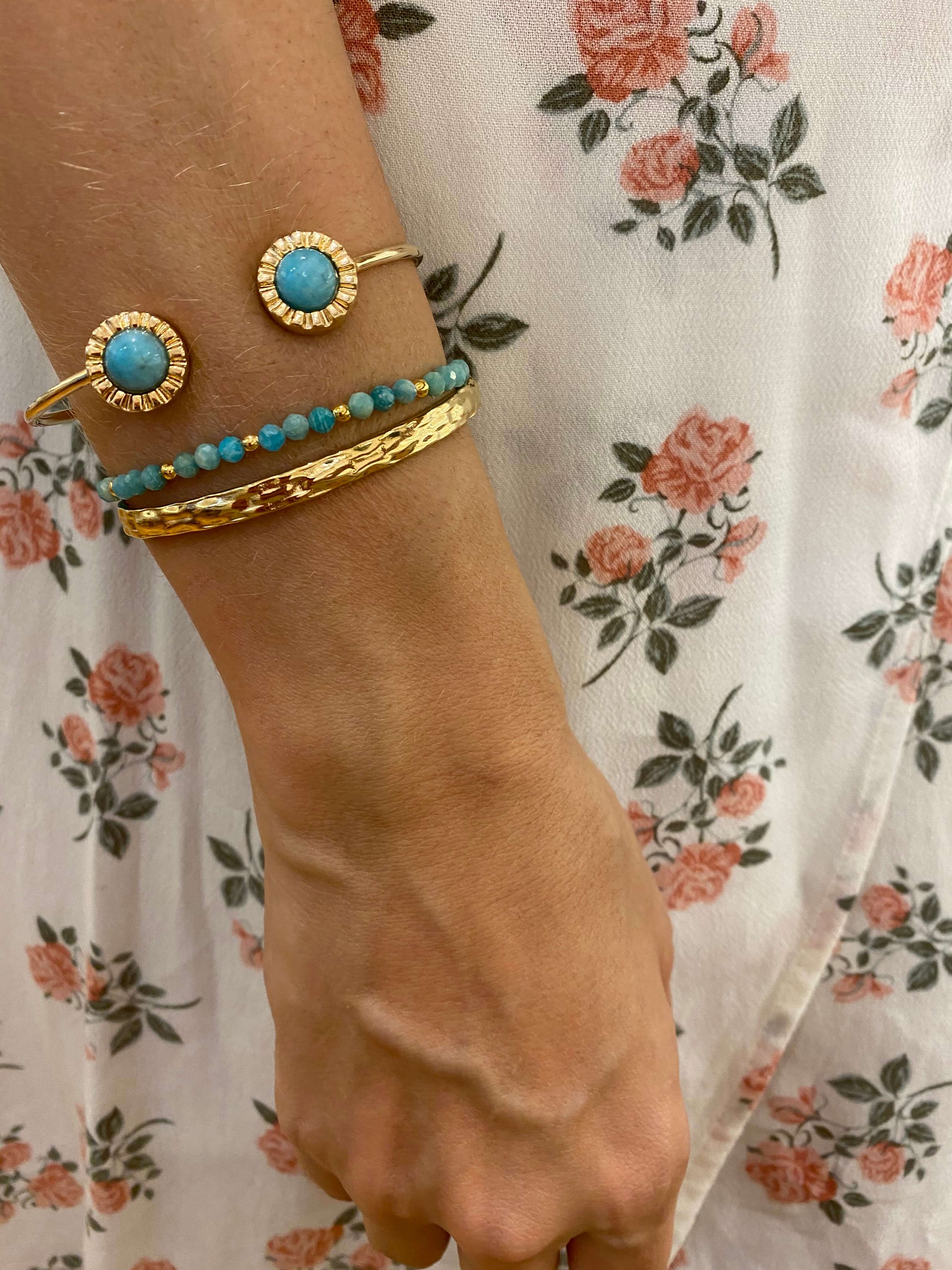 BRACELETE RAIAR AMAZONITA OURO