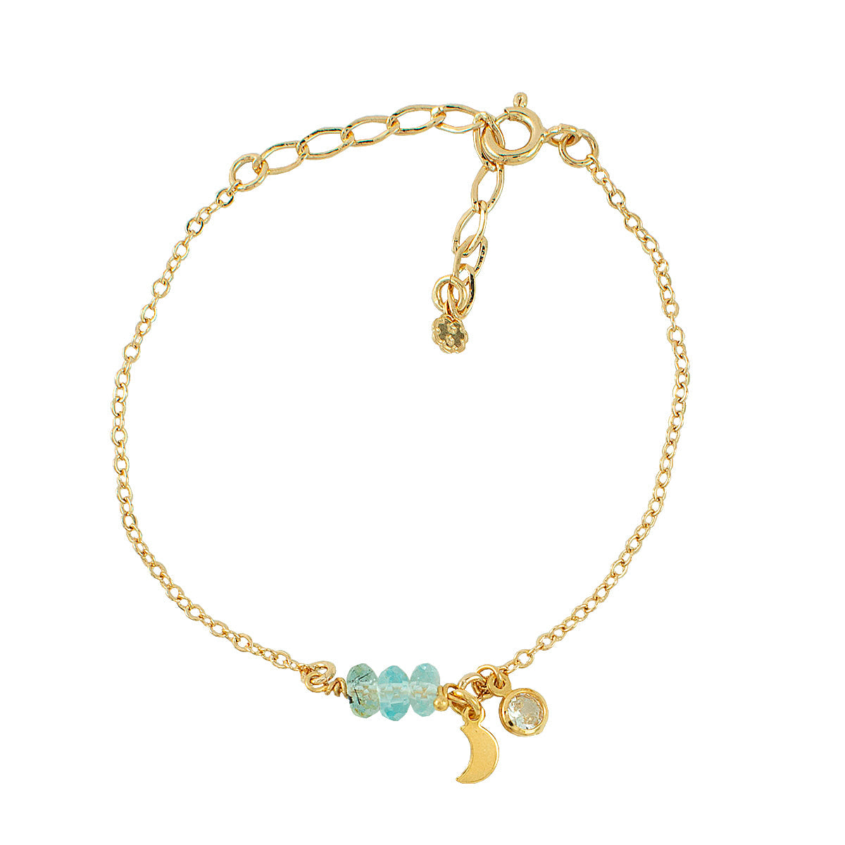 PULSEIRA ÁGUA MARINHA CELESTIAL OURO