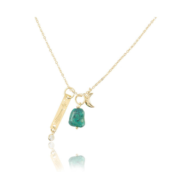 COLAR ESTRELA CADENTE TURQUESA OURO