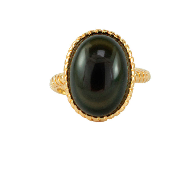ANEL AMOR PRÓPRIO OBSIDIANA RAINBOW OURO AJUSTÁVEL