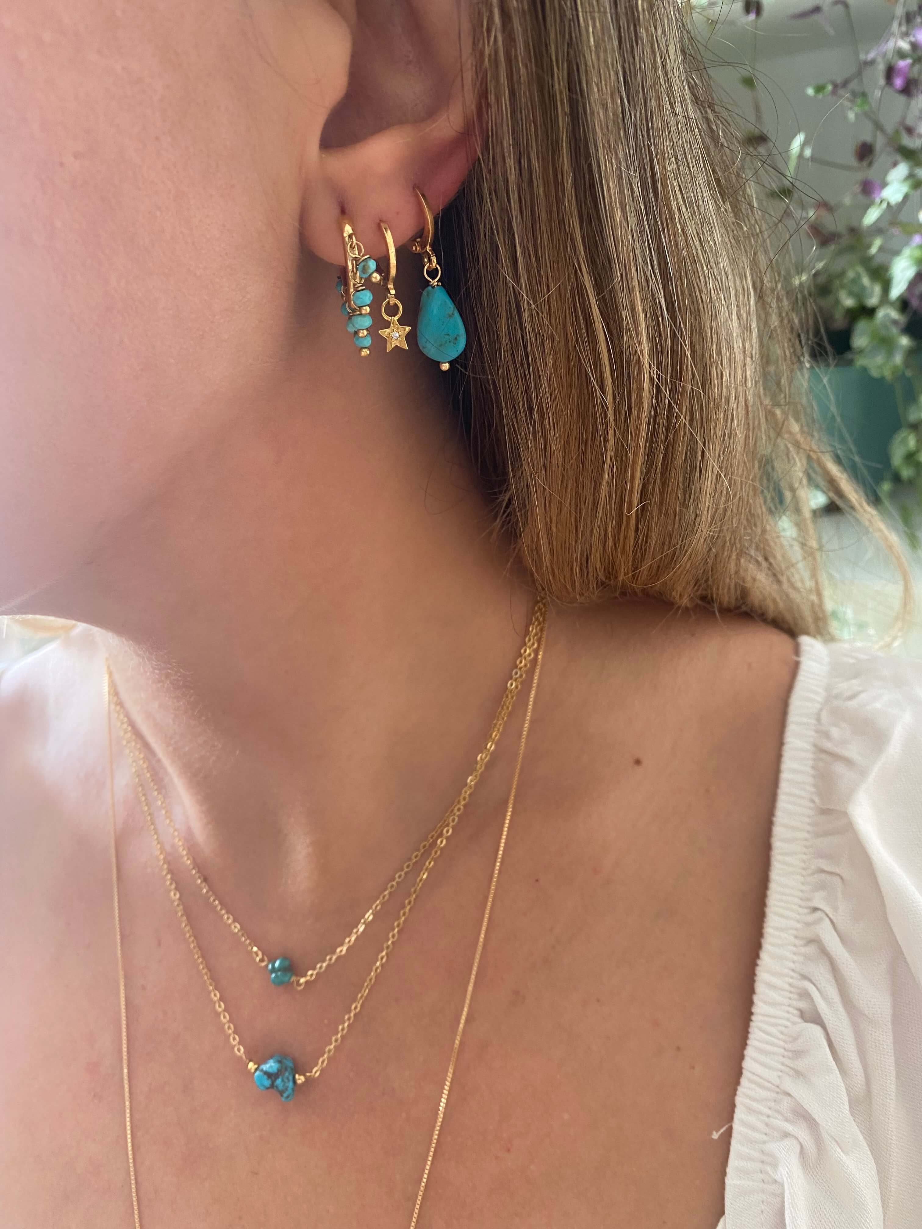 CHOKER TURQUESA POÇO AZUL OURO - Anilú