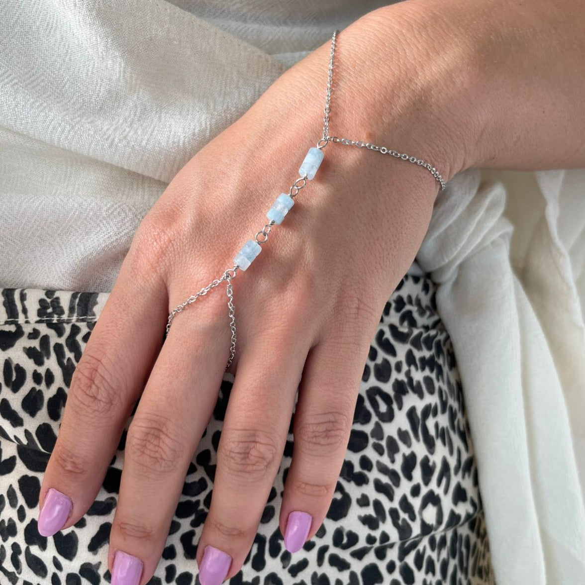 PULSEIRA DE MÃO ÁGUA MARINHA RÓDIO