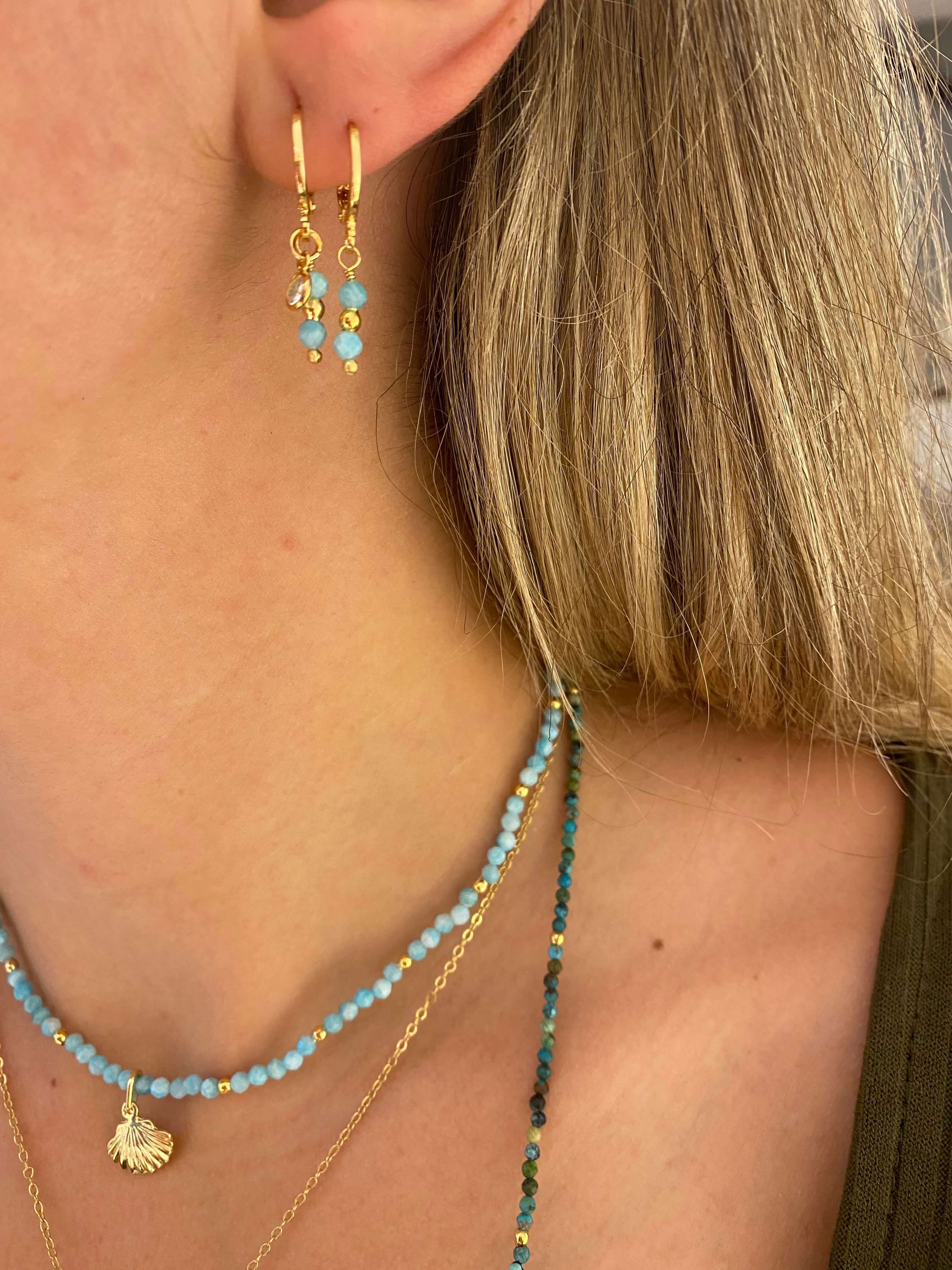 ARGOLA OCEANO AMAZONITA OURO