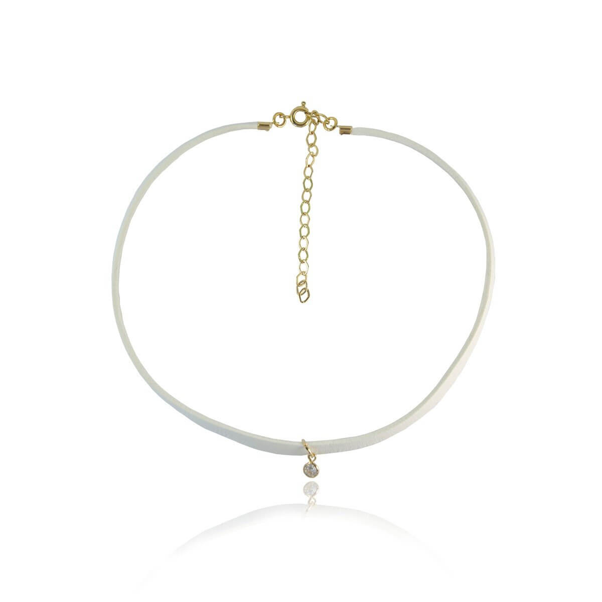 CHOKER BRANCO LUZ OURO - Anilú