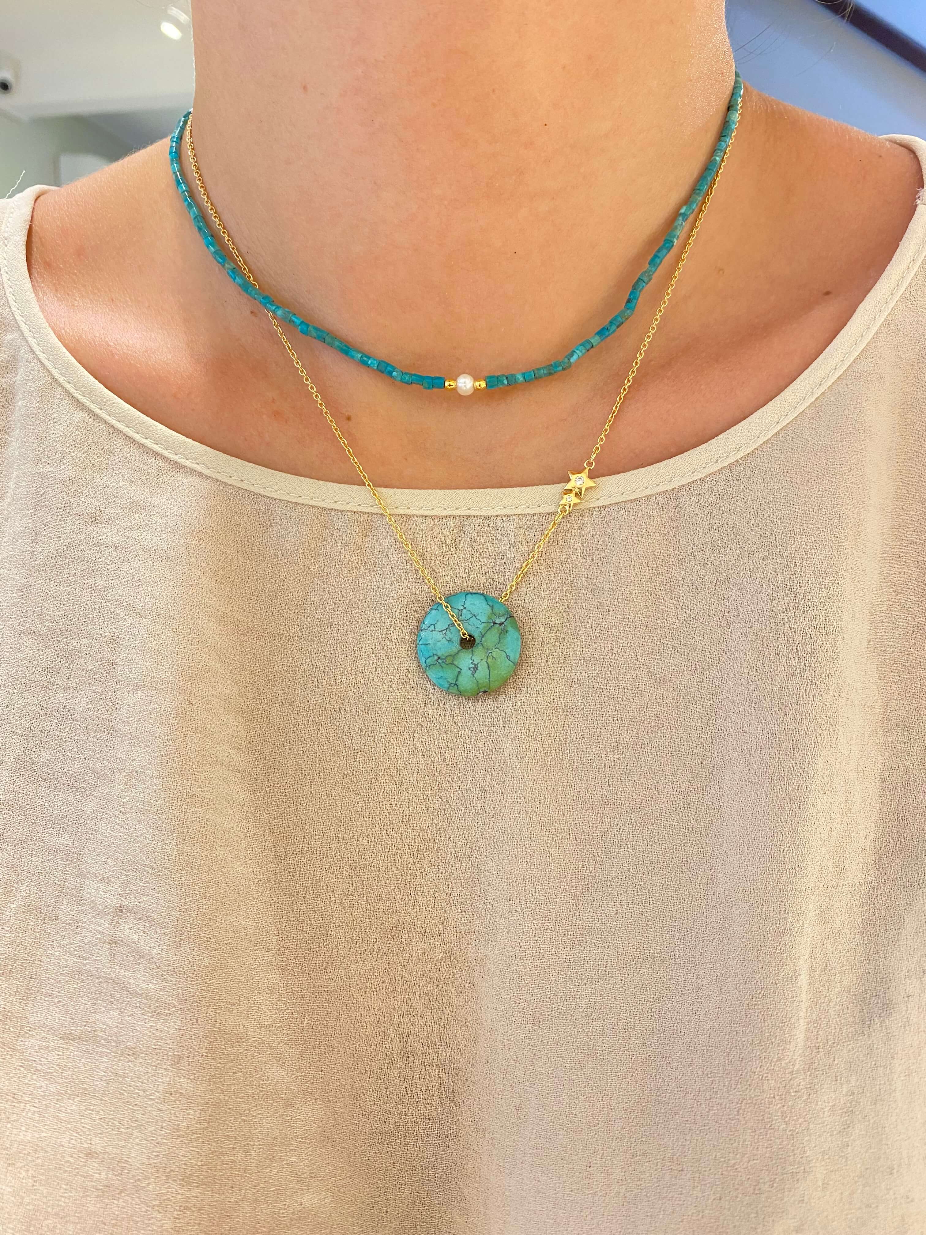 COLAR MINI TURQUESA OURO - Anilú