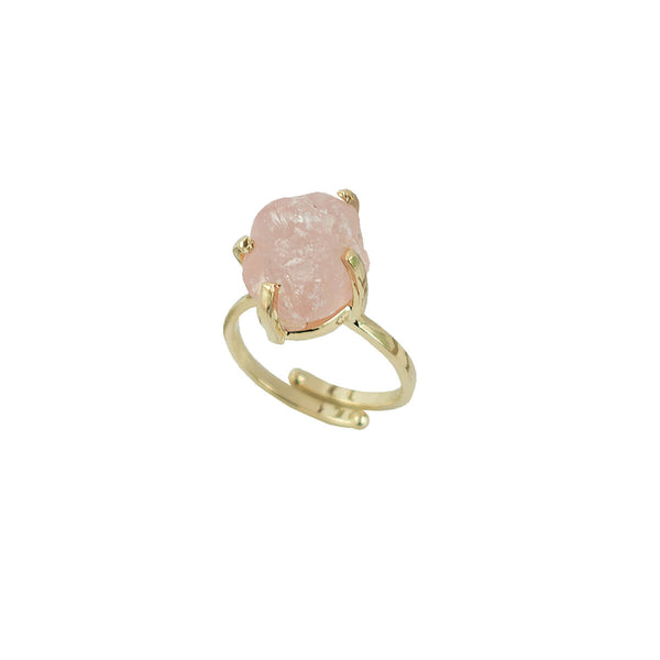 ANEL QUARTZO ROSA OURO AJUSTÁVEL