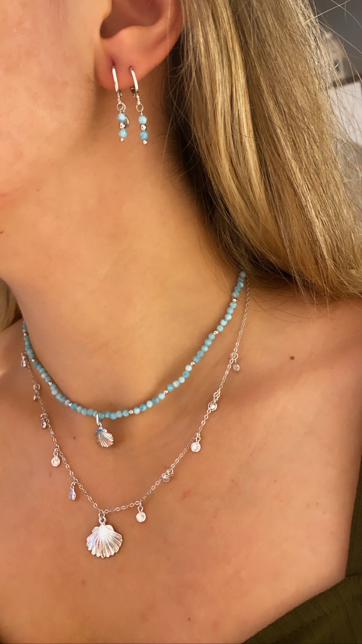 CHOKER OCEANO AMAZONITA RÓDIO
