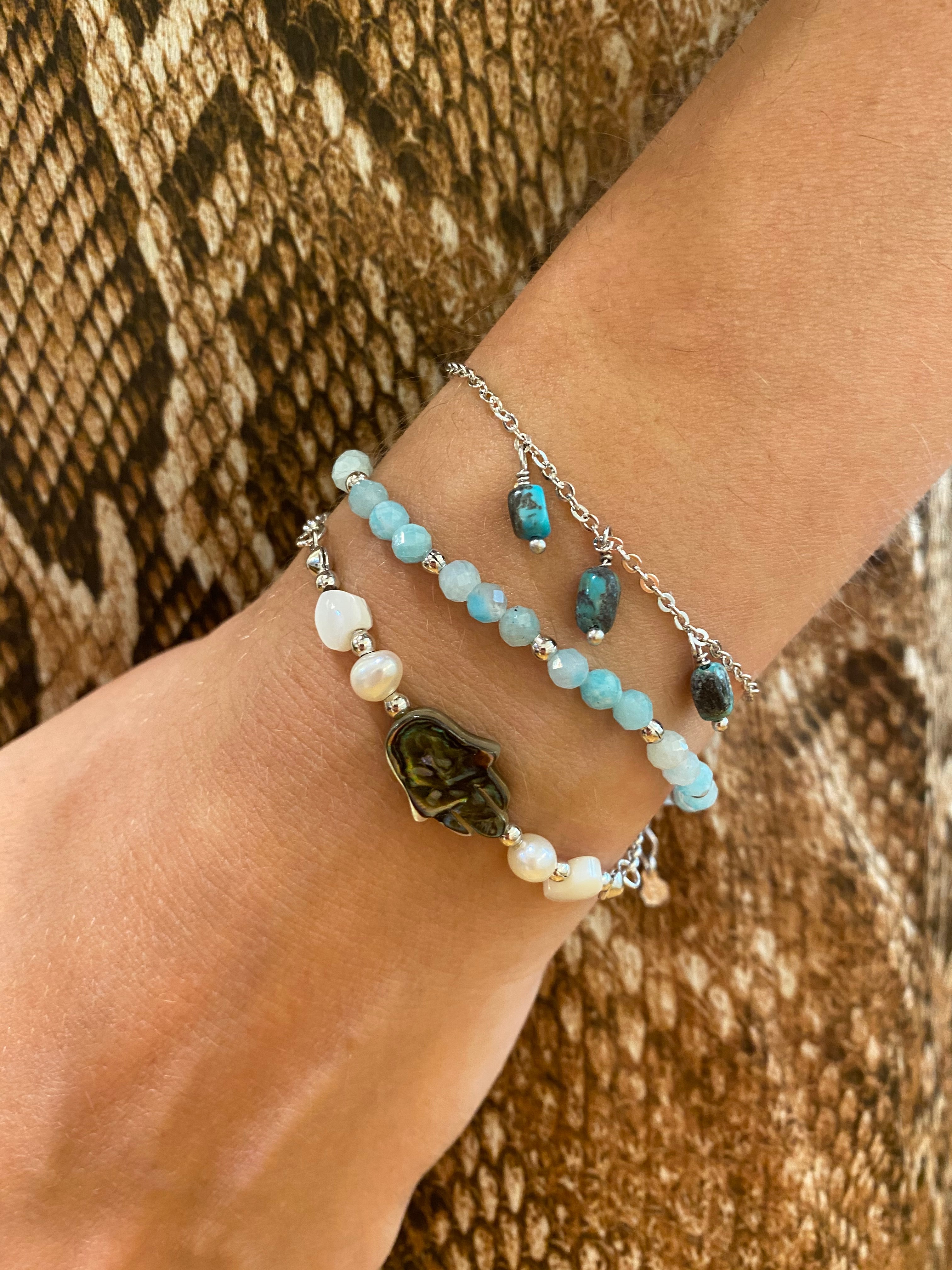 PULSEIRA MÃO DE FATIMA ABALONE RÓDIO