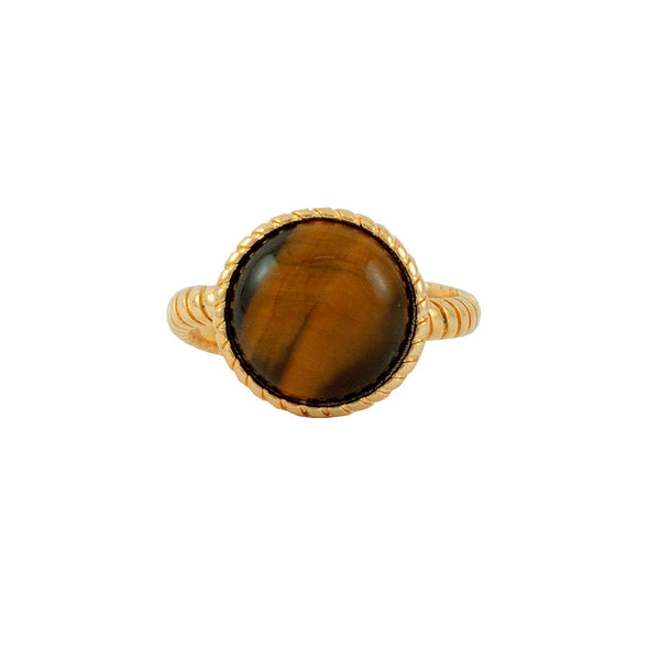 ANEL  AUTOESTIMA OLHO DE TIGRE OURO