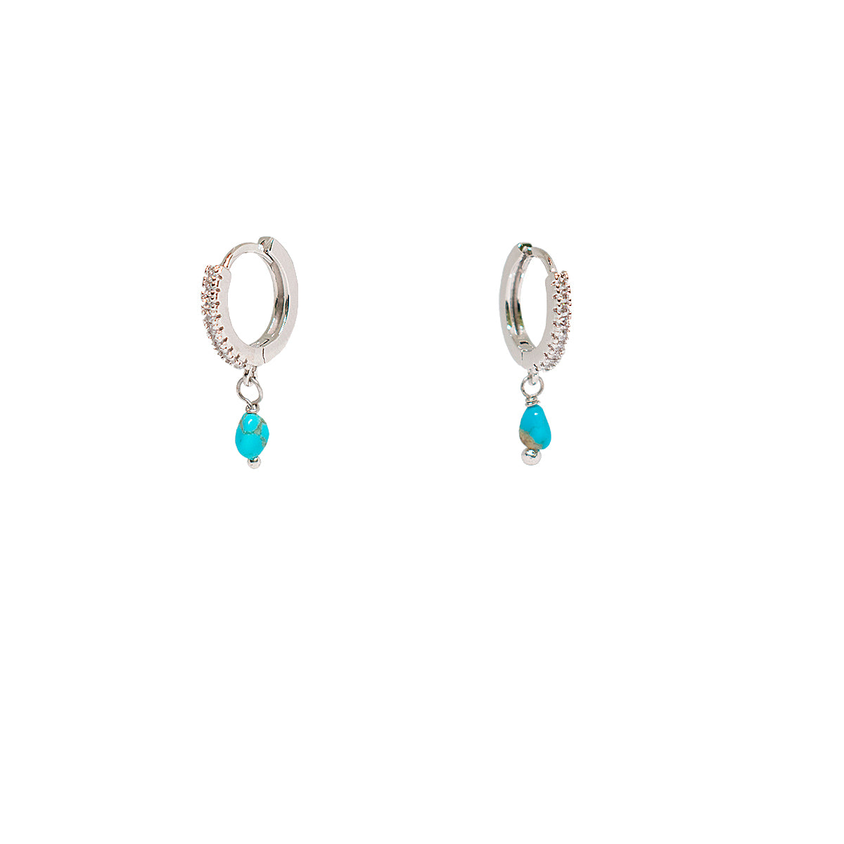 Argola turquesa shine ródio - Anilú