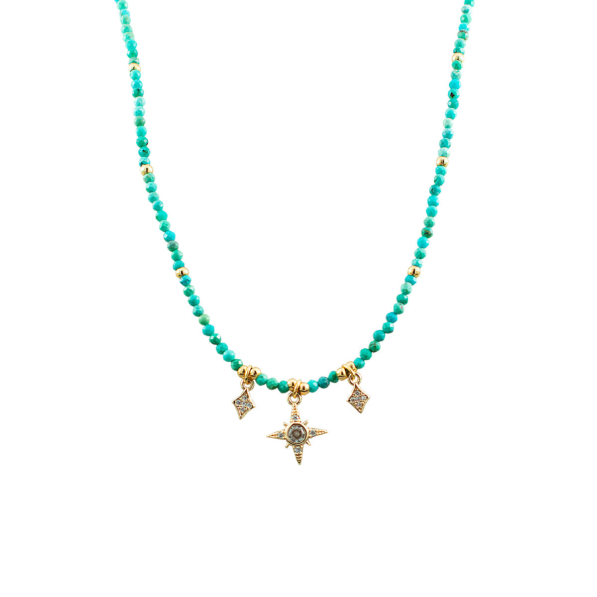 COLAR TURQUESA STAR OURO