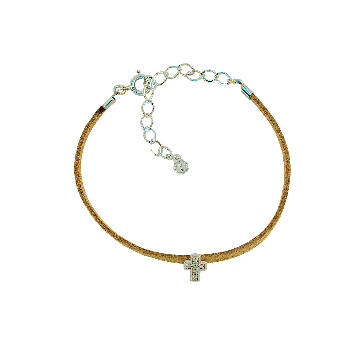 PULSEIRA COURO E CRUZ RODIO