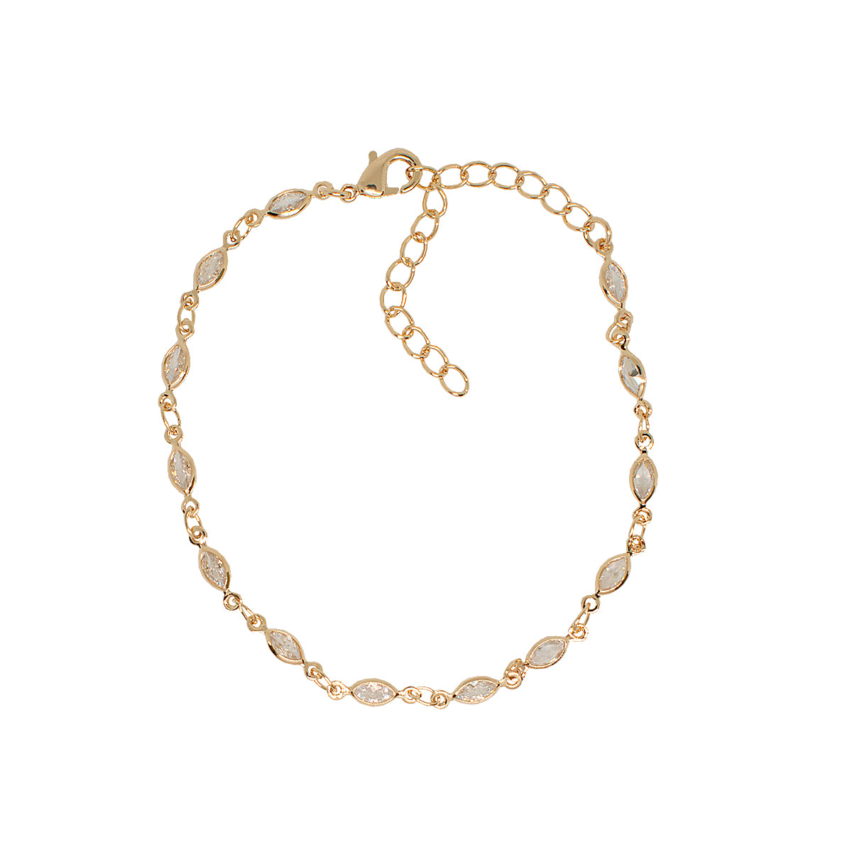 PULSEIRA ZIRCONIA NAVETE OURO