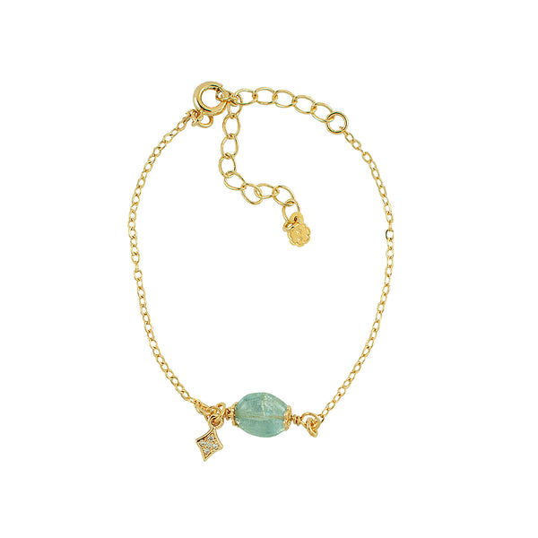 PULSEIRA AGUA MARINHA RENDADA OURO