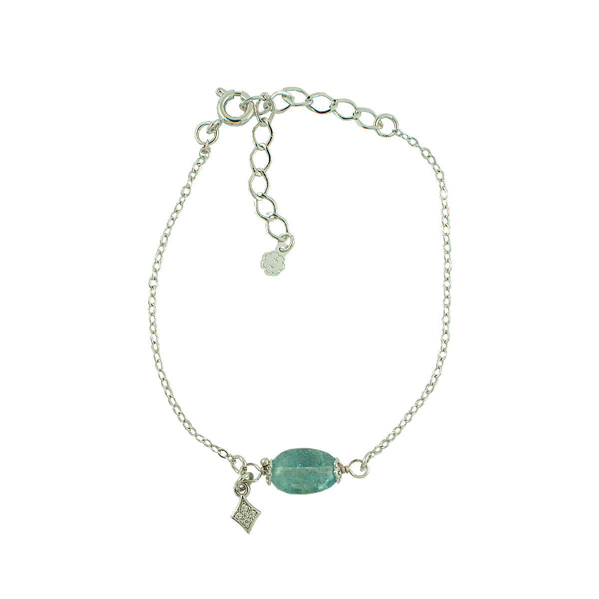 PULSEIRA AGUA MARINHA RENDADA RODIO - Anilú