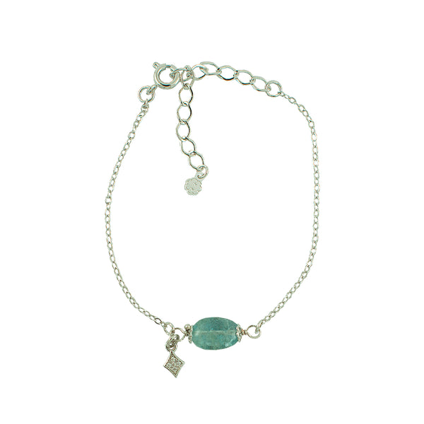 PULSEIRA AGUA MARINHA RENDADA RODIO
