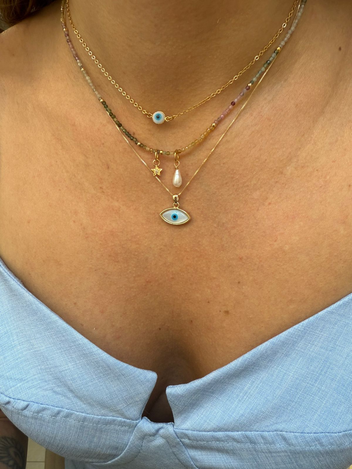 CHOKER OLHO GREGO OURO