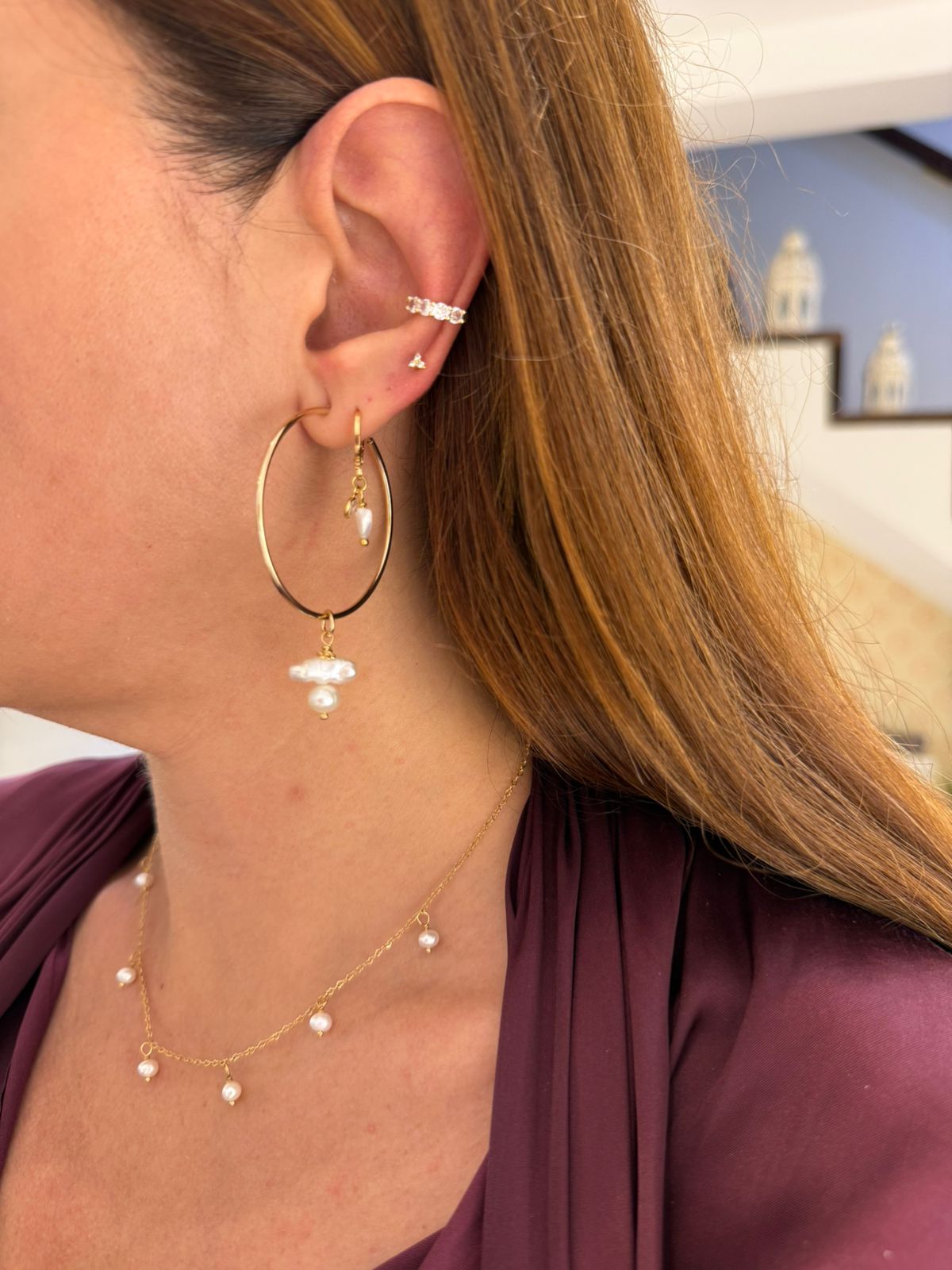 ARGOLA PEROLA ÚNICA OURO 150