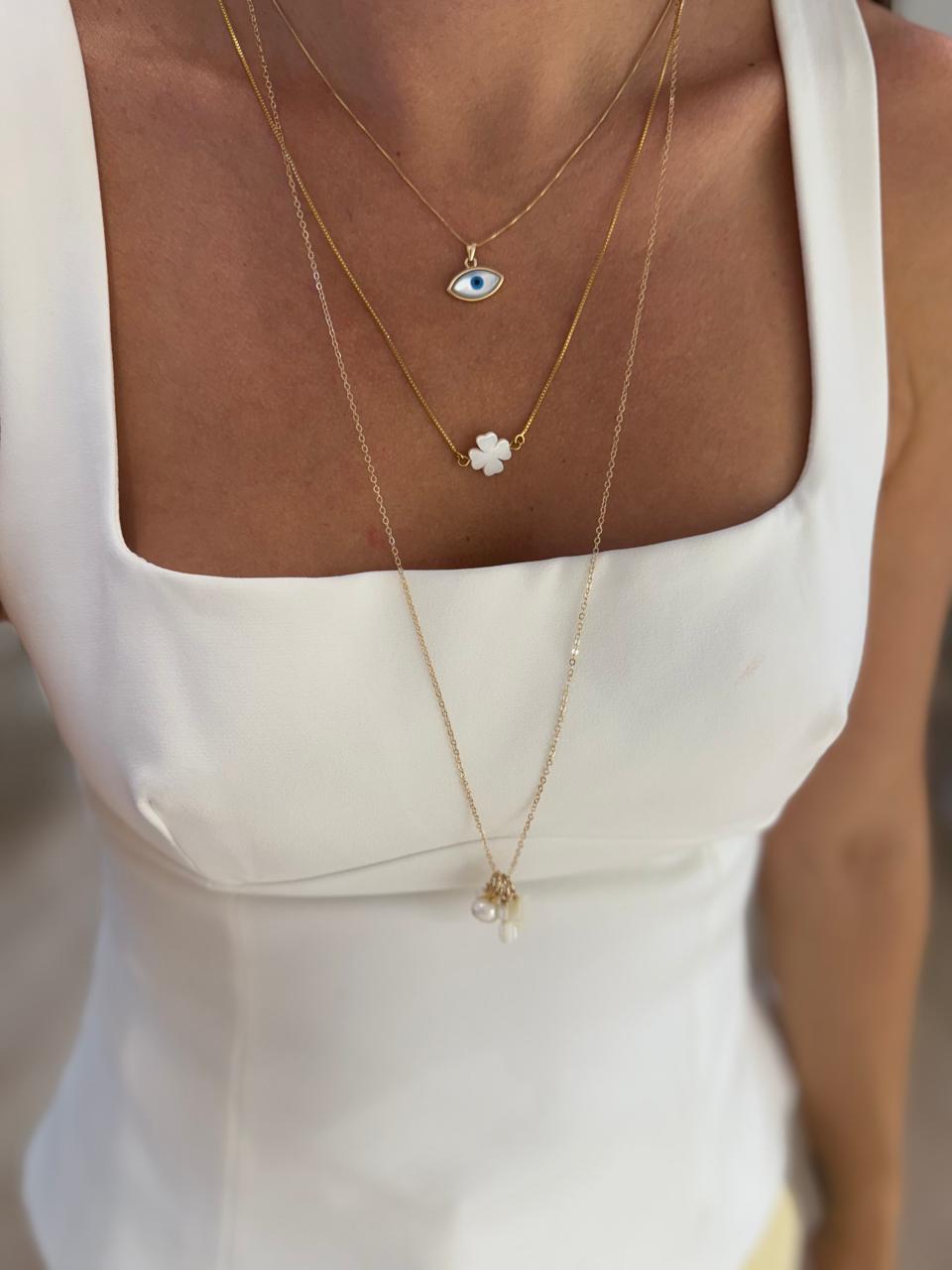 COLAR OLHO GREGO MADRE OURO