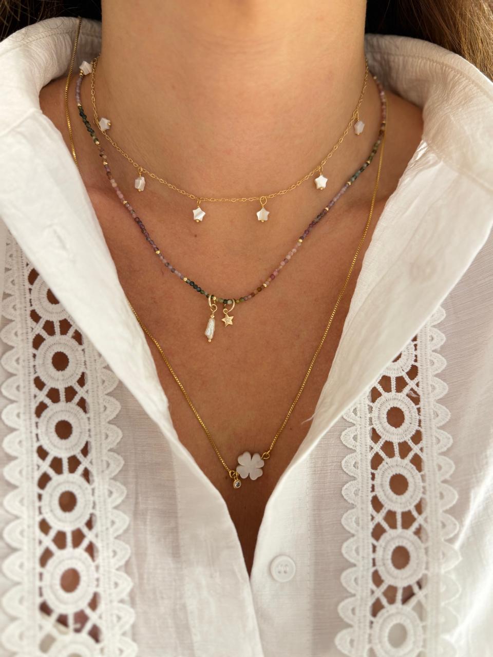 COLAR MINI TURMALINA RAINBOW OURO