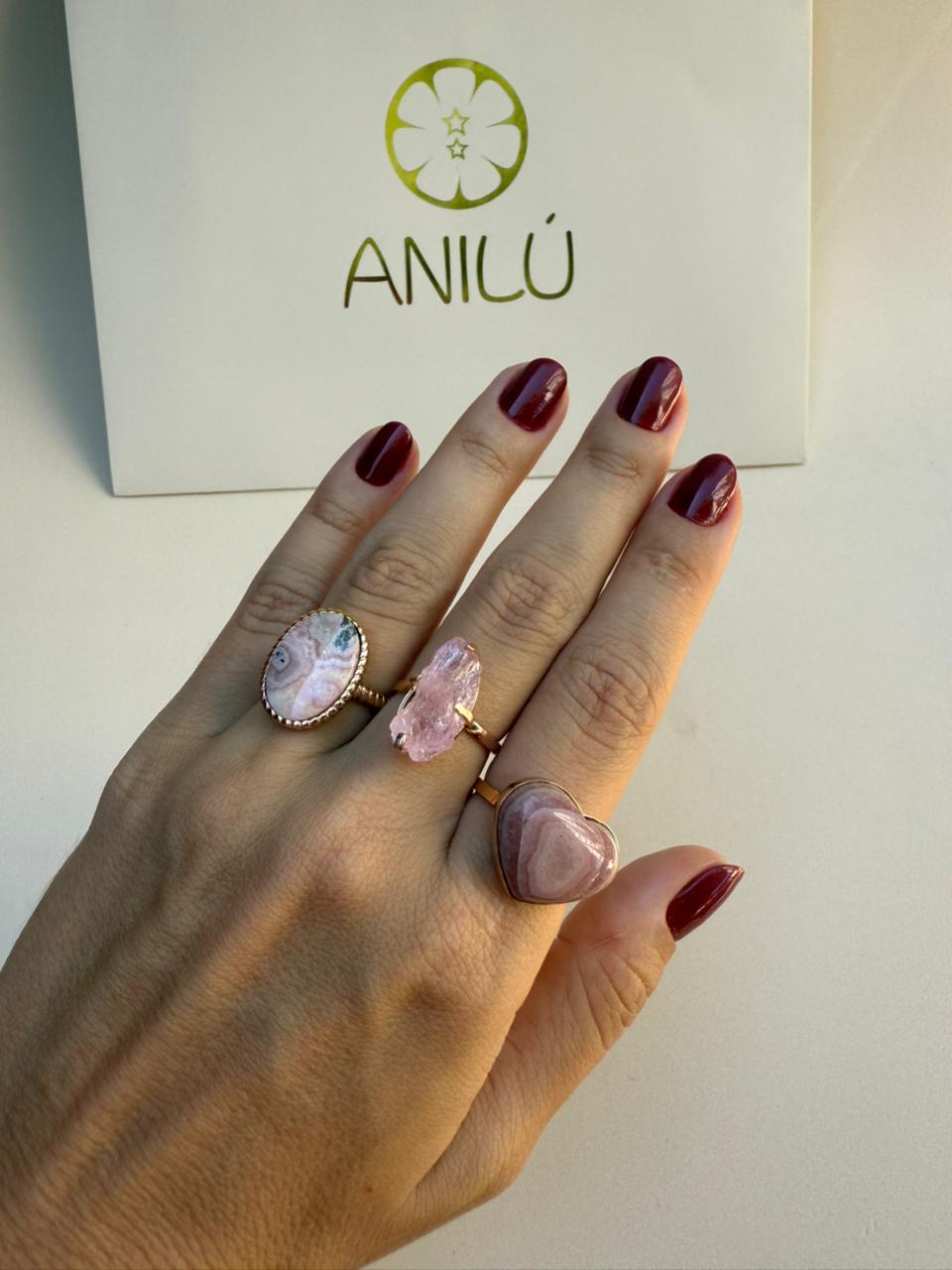 ANEL AMOR PROPRIO RODOCROSITA OURO AJUSTÁVEL