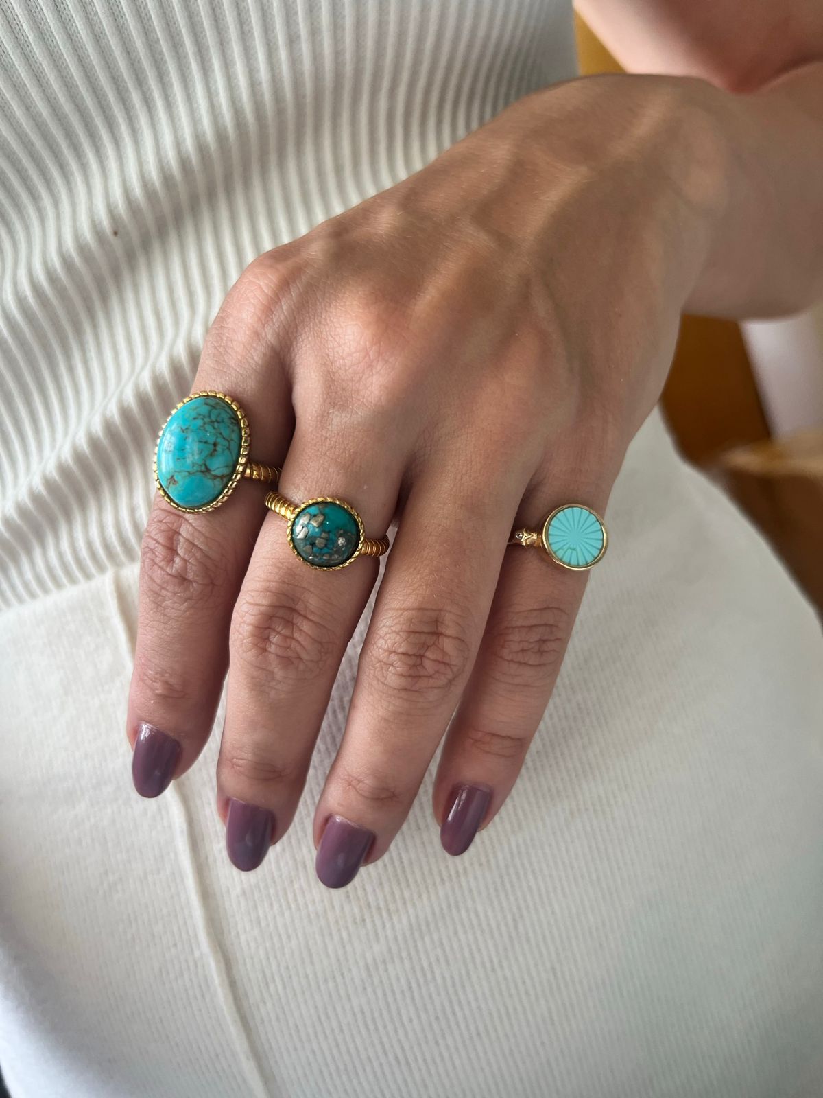 ANEL AUTOESTIMA TURQUESA OURO