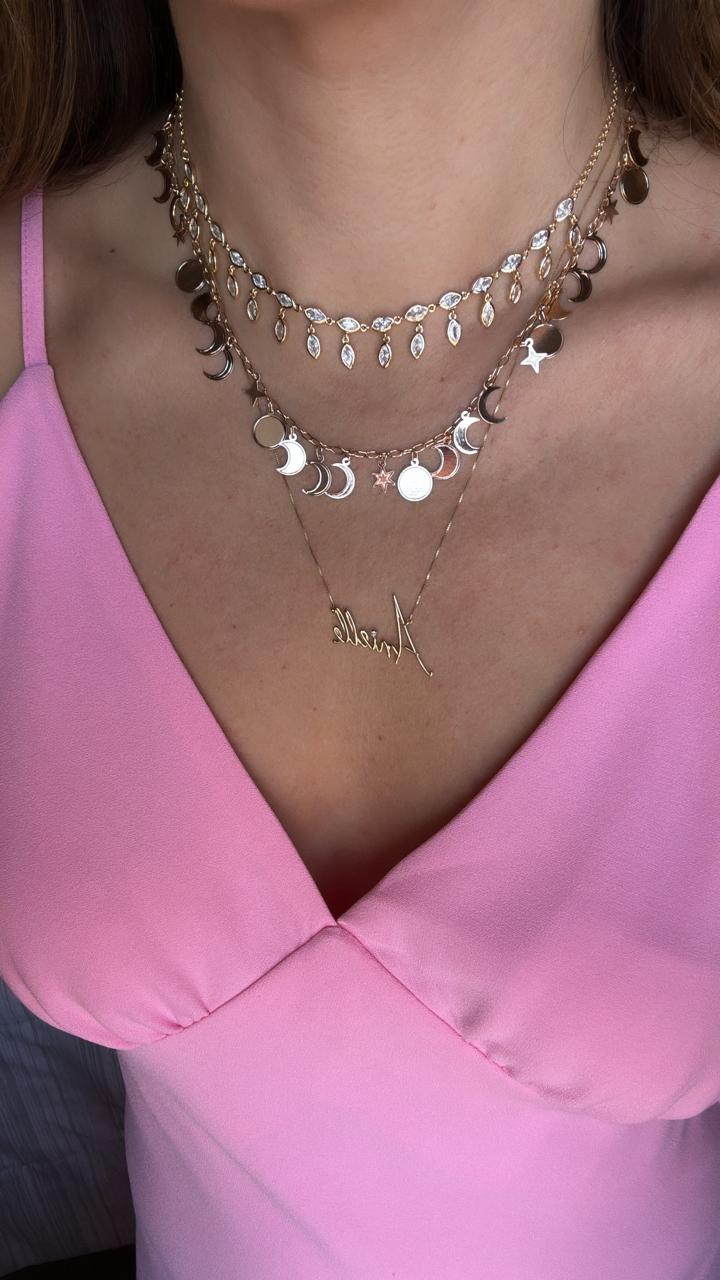 COLAR FASES DA LUA CURTO OURO - Anilú