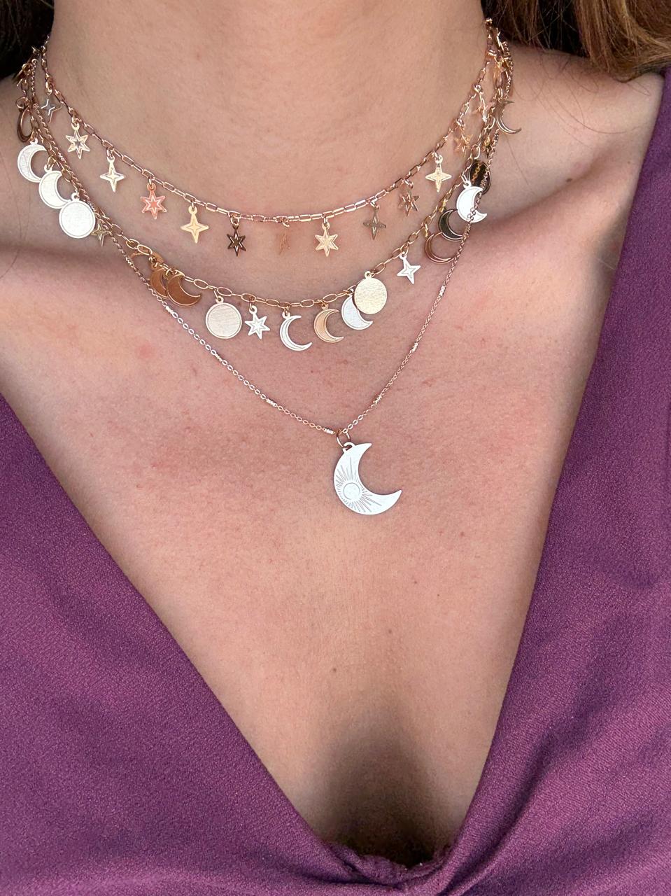 COLAR FASES DA LUA CURTO OURO - Anilú