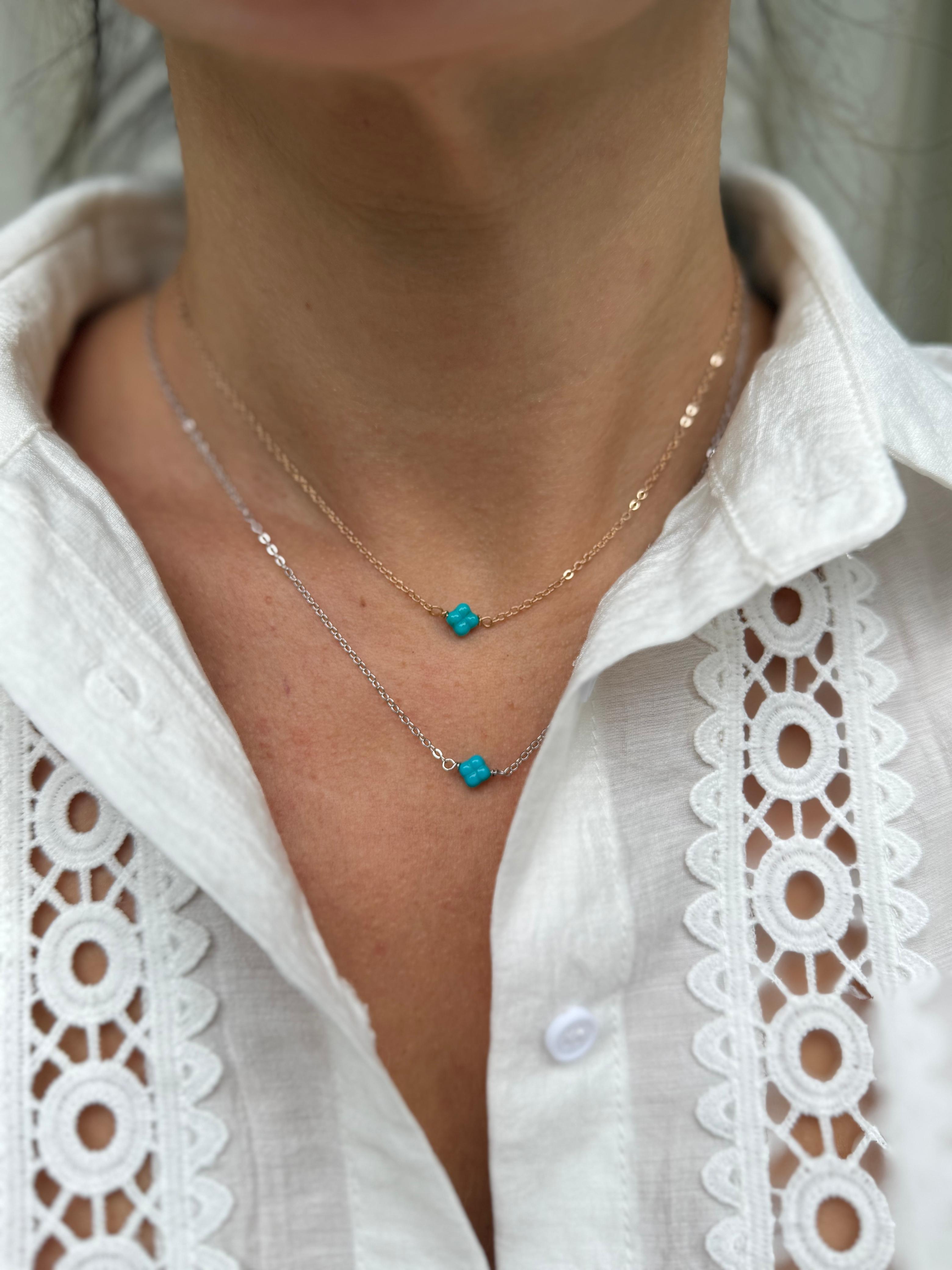 CHOKER TREVO TURQUESA RODIO - Anilú