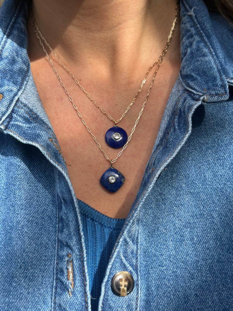 Colar Lapis Lazuli Shine Redondo Ouro