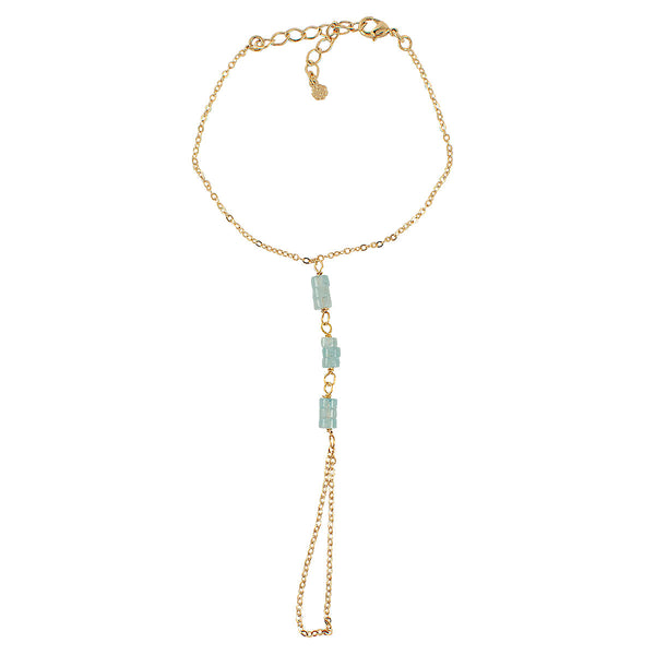 PULSEIRA DE MÃO ÁGUA MARINHA OURO