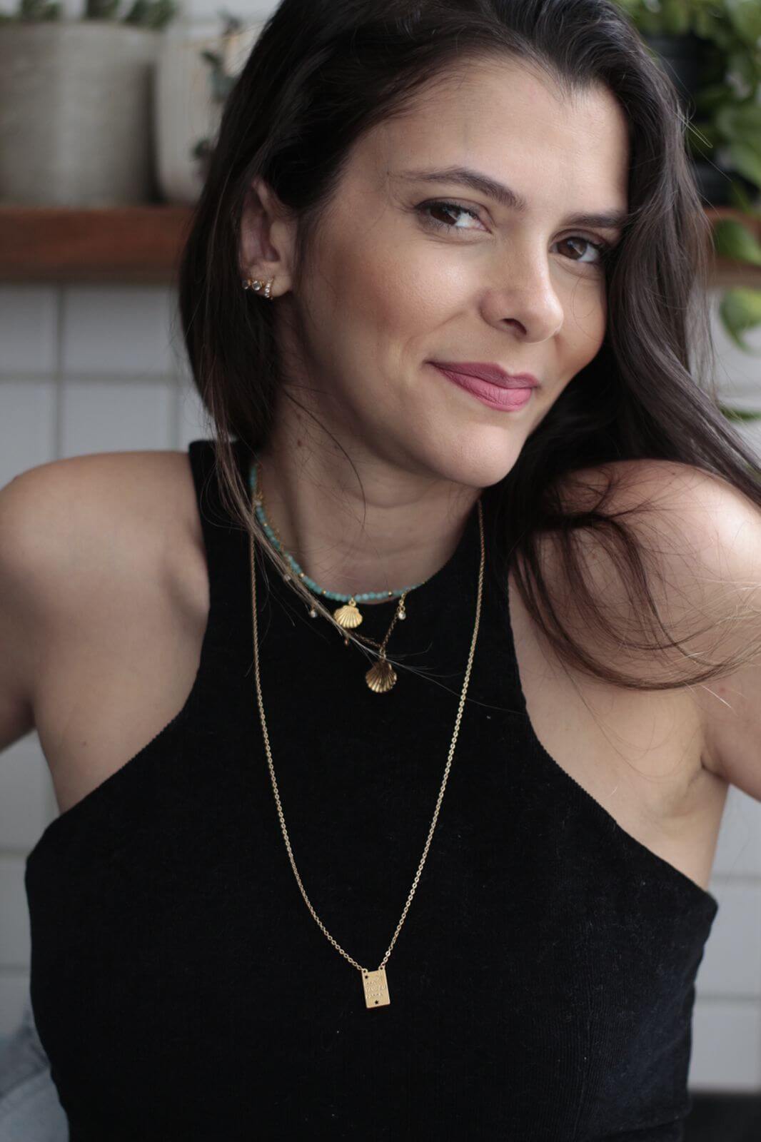 CHOKER OCEANO AMAZONITA OURO