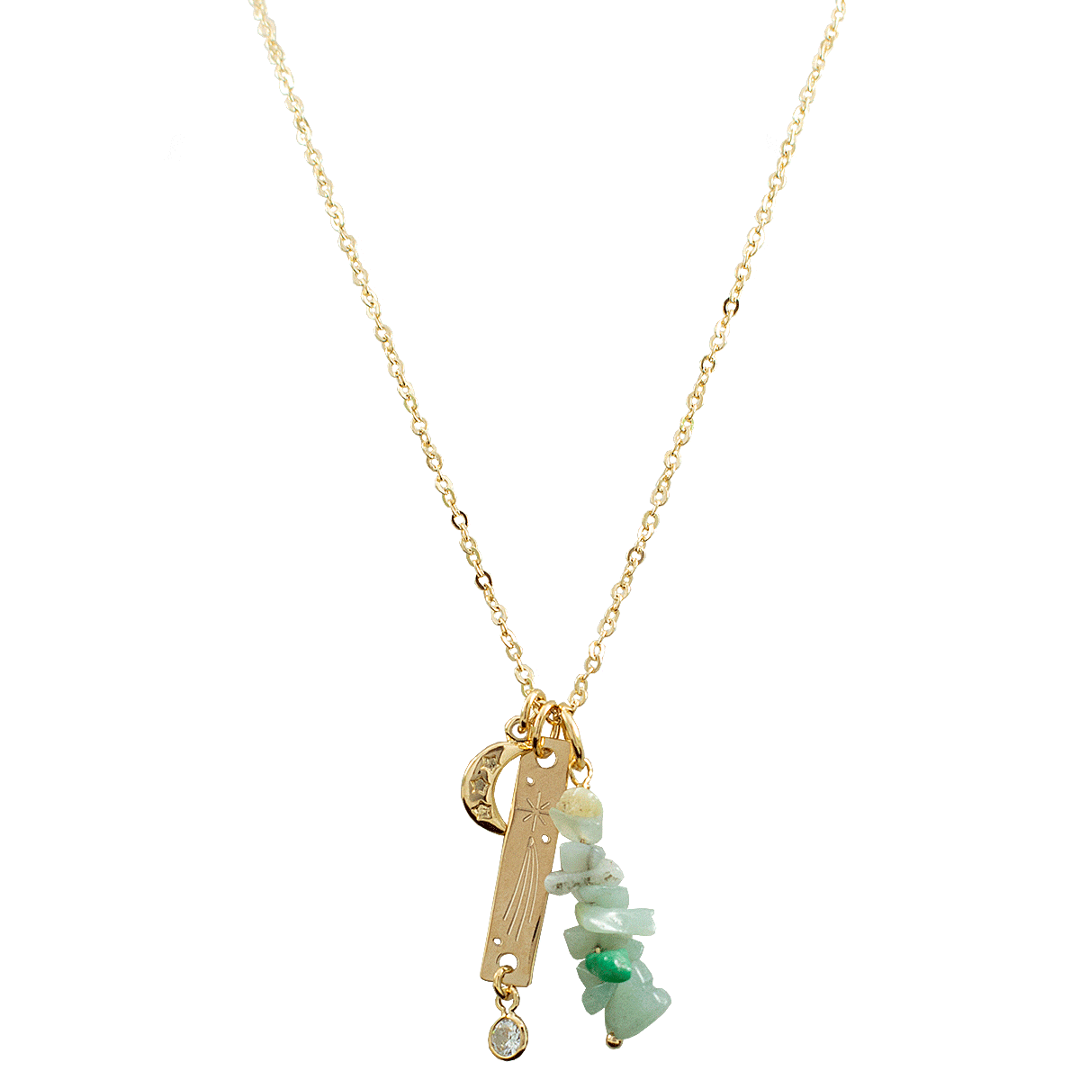 COLAR ESTRELA CADENTE AMAZONITA OURO