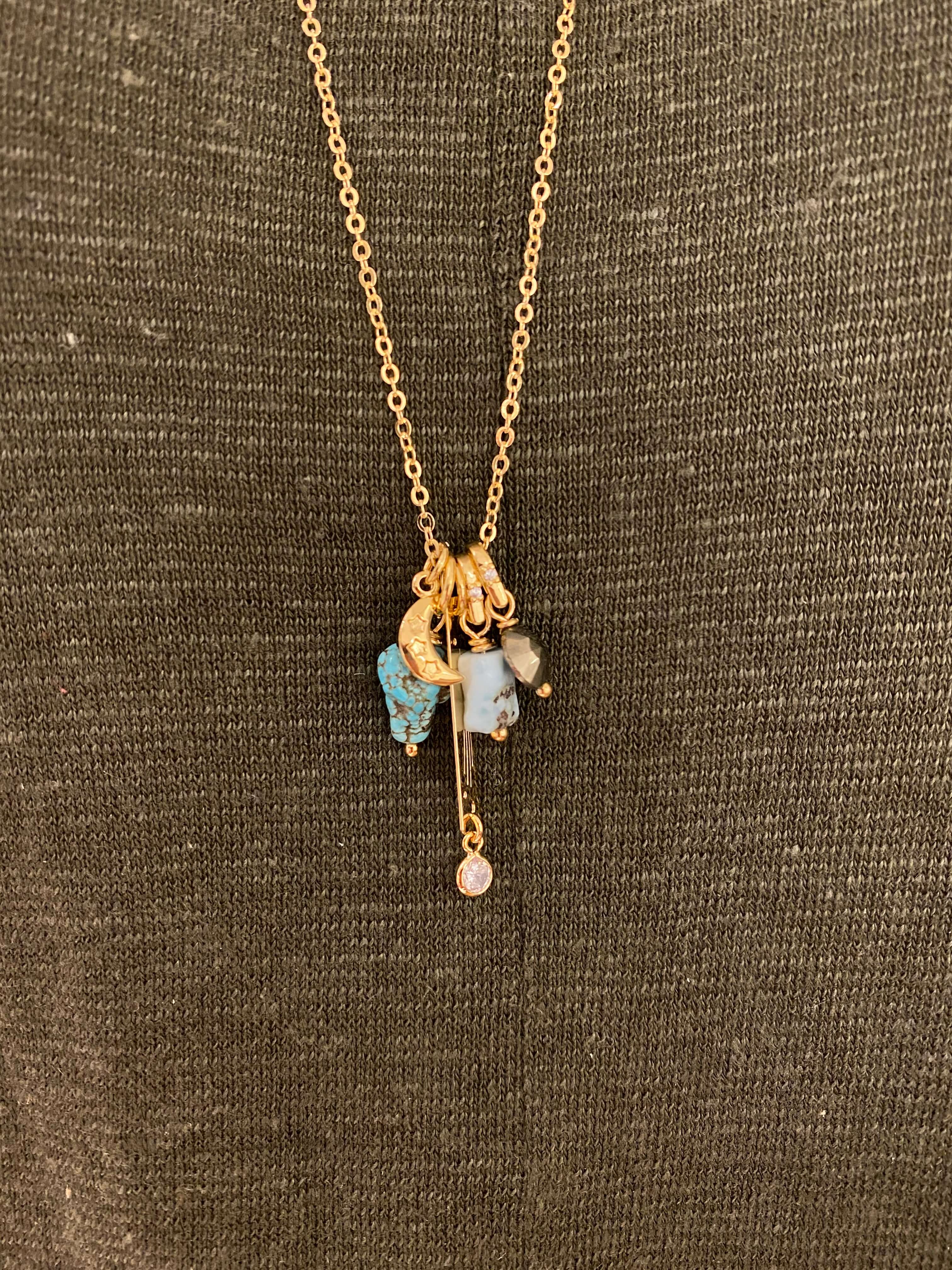 PINGENTE LARIMAR OURO