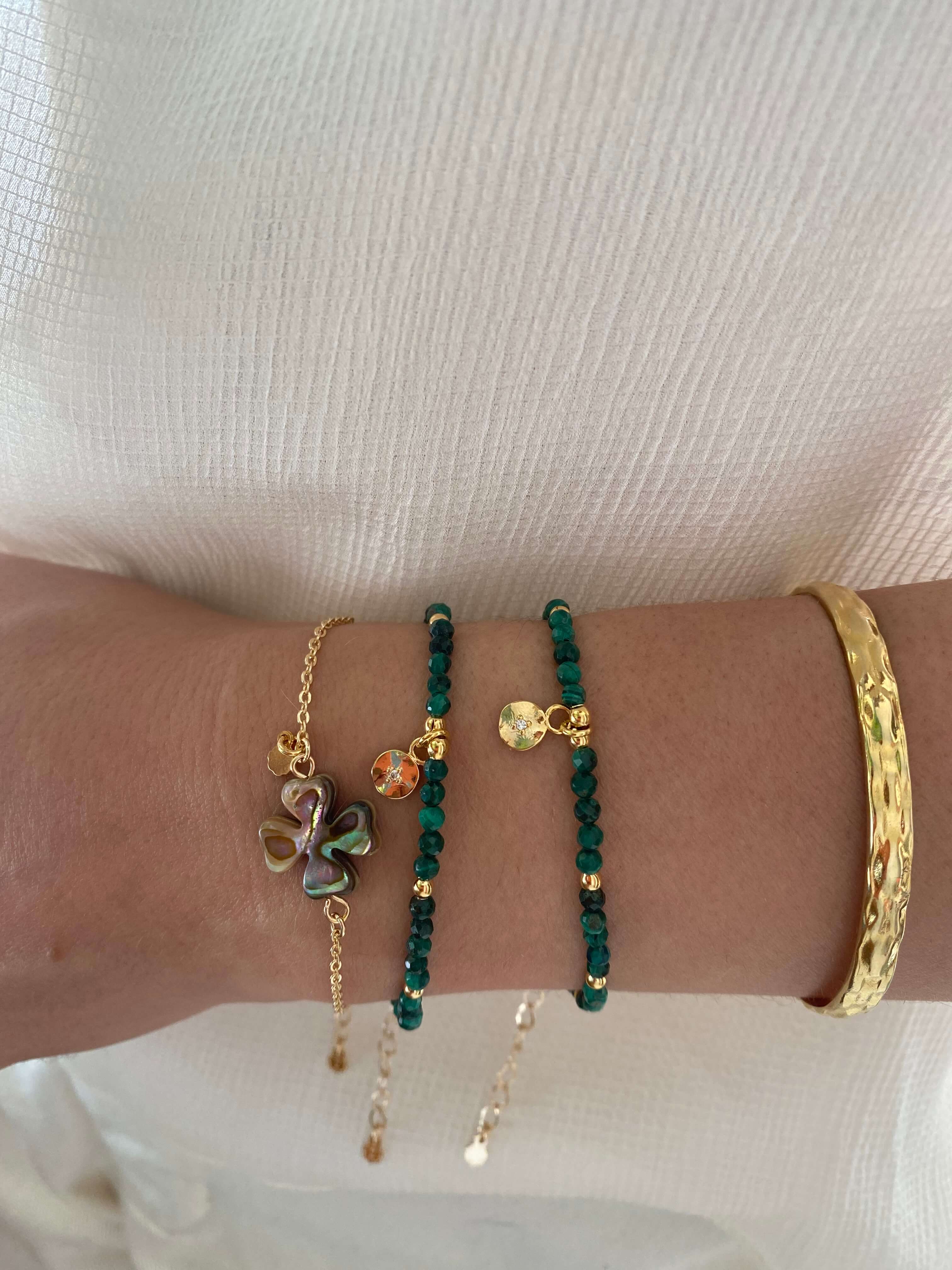 PULSEIRA TREVO ABALONE OURO