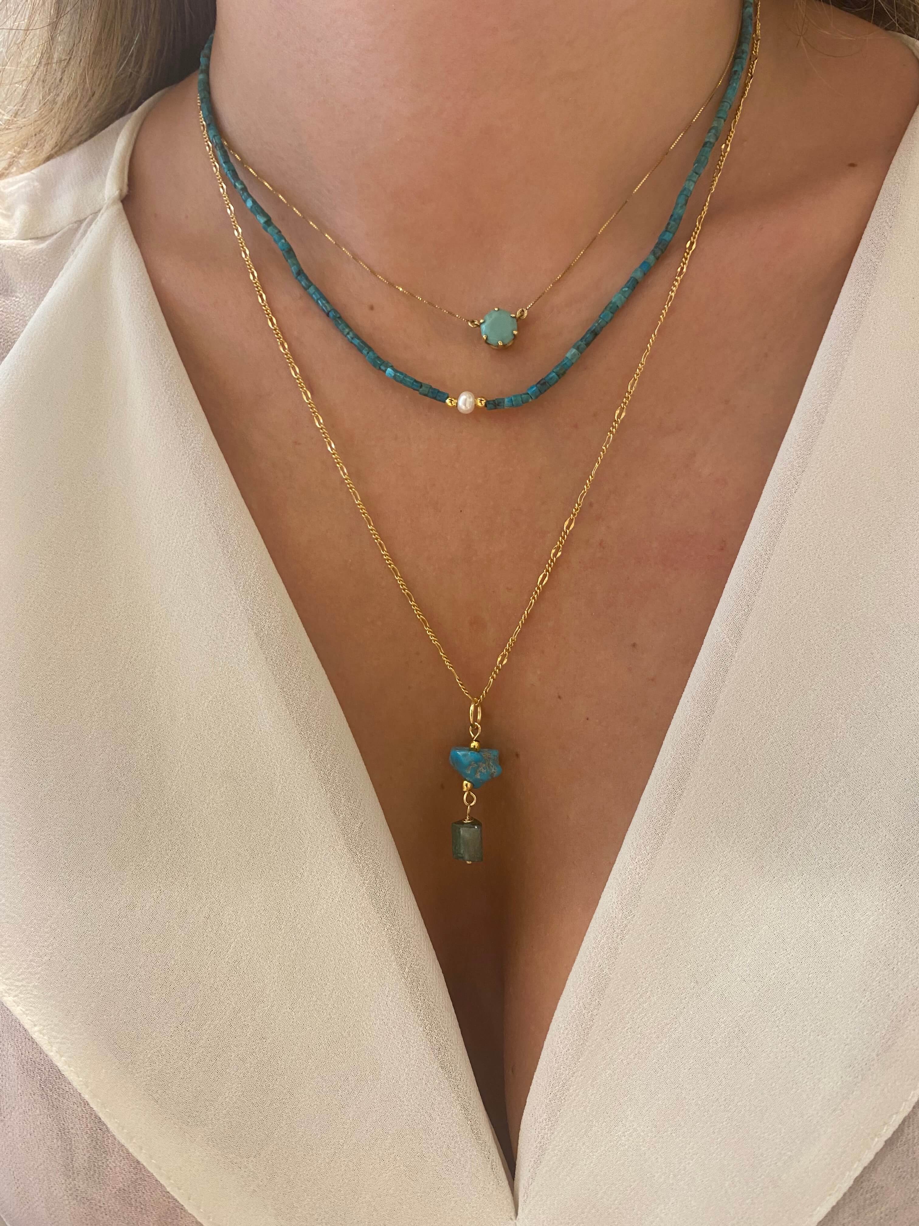 COLAR MINI TURQUESA OURO - Anilú