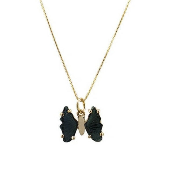 COLAR BORBOLETA VERDE OURO