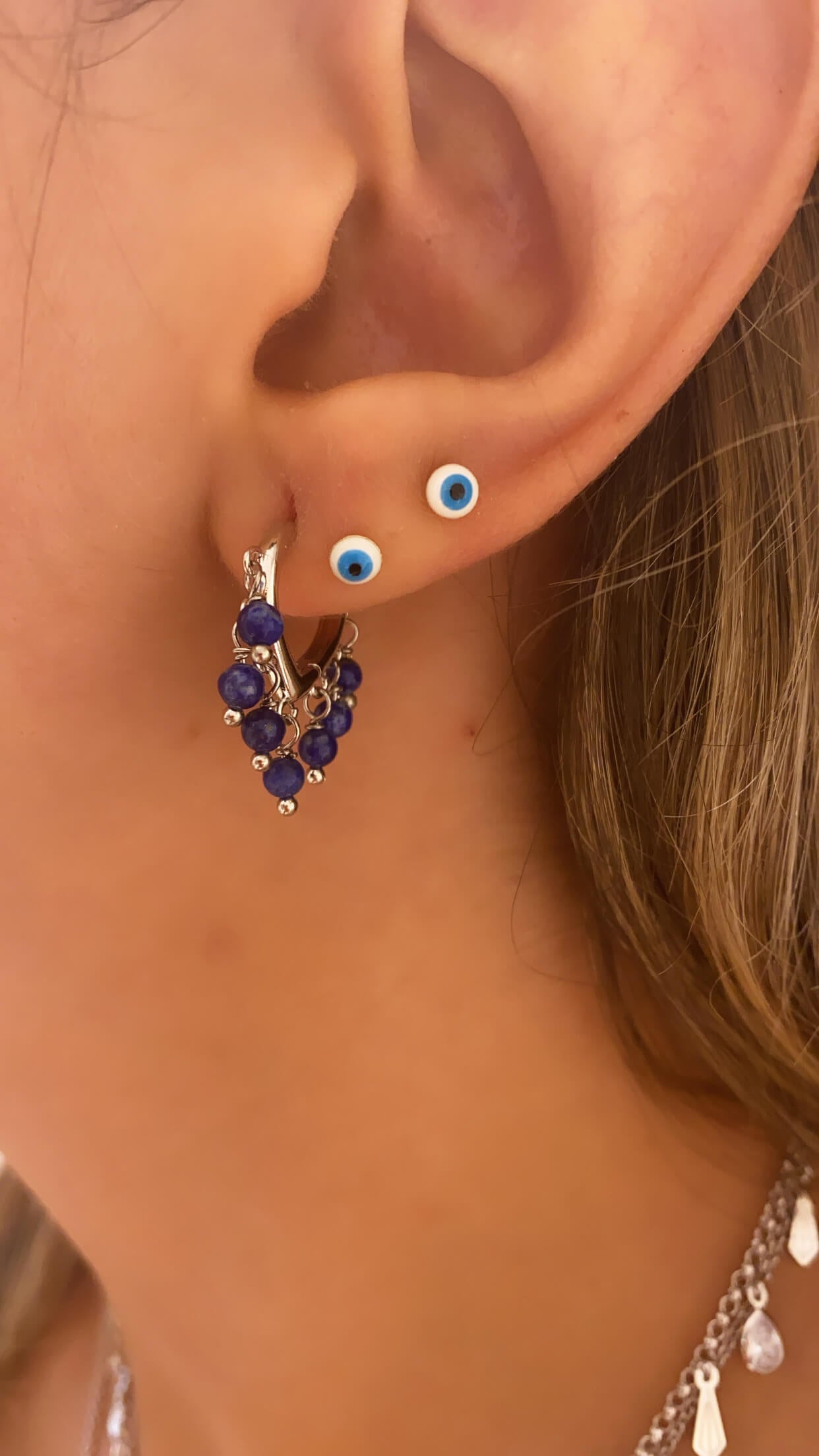 ARGOLA VERÃO LAPIS LAZULI RODIO