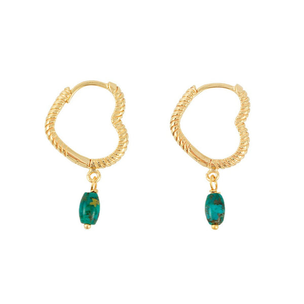 ARGOLA HEART TURQUESA OURO