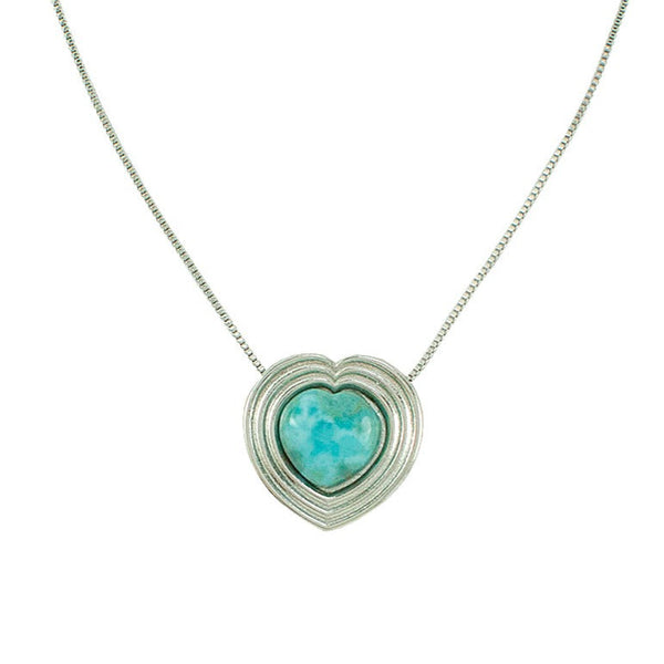 COLAR CORAÇÃO LARIMAR RÓDIO