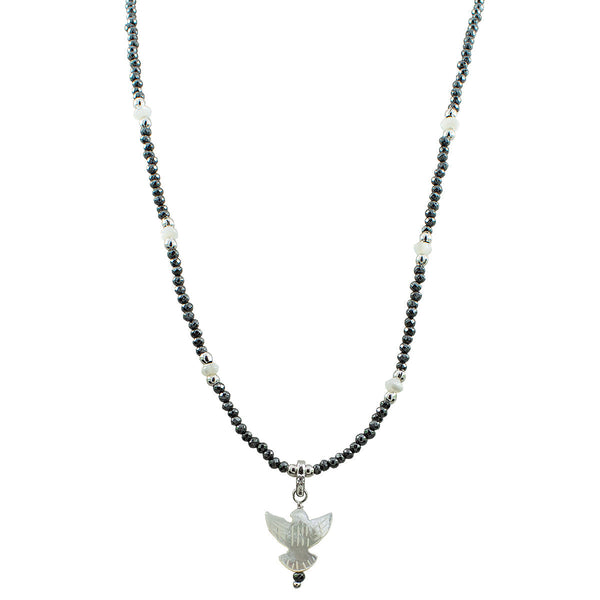 COLAR PAZ MADREPÉROLA HEMATITA RÓDIO